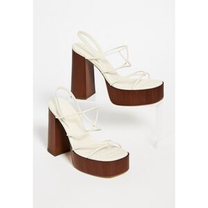 GIA BORGHINI High Heels Sandals Knotted Platform White Sz EU 38.5/US 8.5 Block